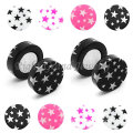 Black Anodized Hexagon Shaped Non Piercing Magnetic Ear Earring Plugs Ear Tunnel